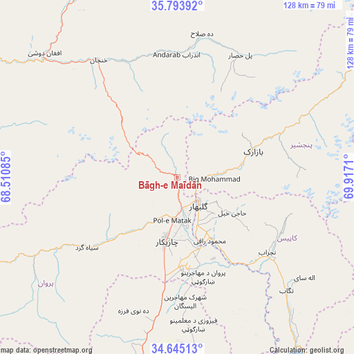 Bāgh-e Maīdān on map