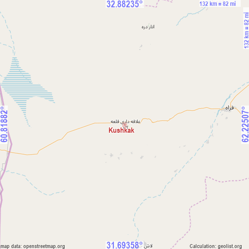 Kushkak on map