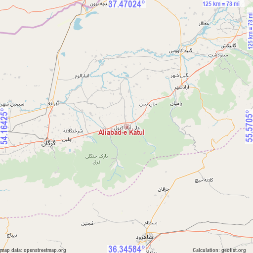 Aliabad-e Katul on map