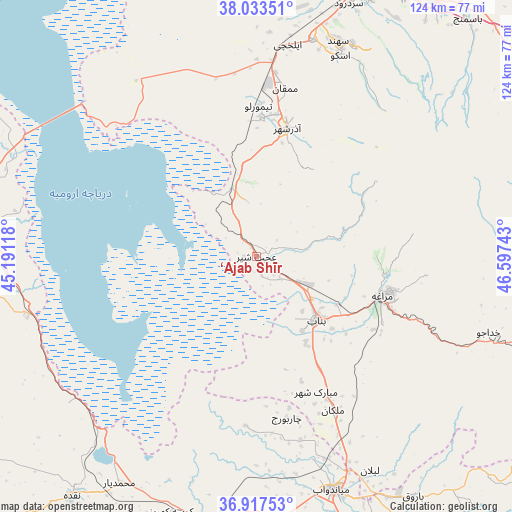 ‘Ajab Shīr on map