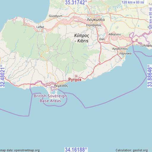 Pyrgos on map