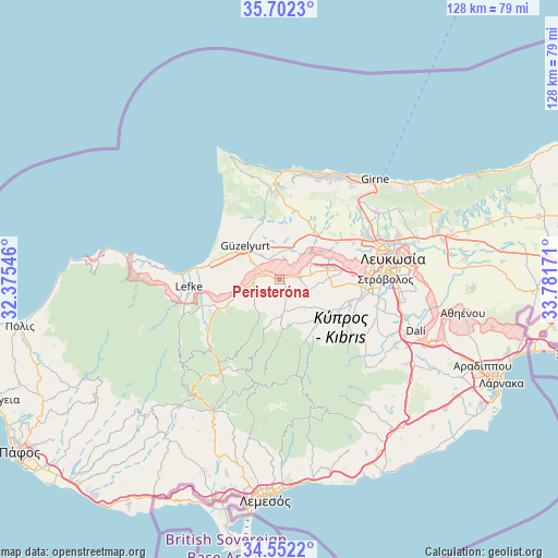 Peristeróna on map