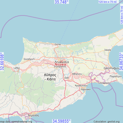 Nicosia on map