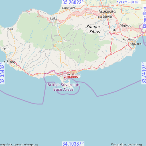 Limassol on map