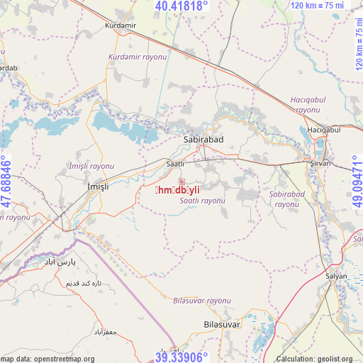 Əhmədbəyli on map