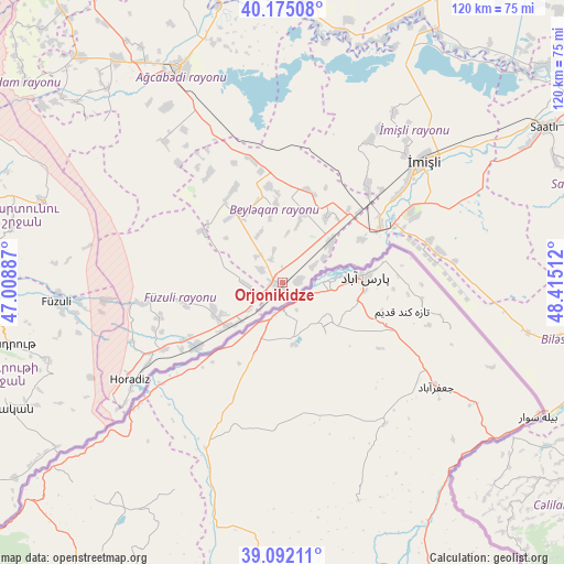 Orjonikidze on map