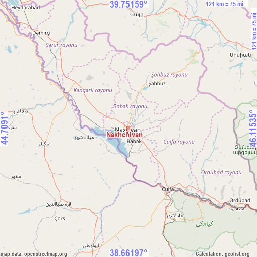 Nakhchivan on map