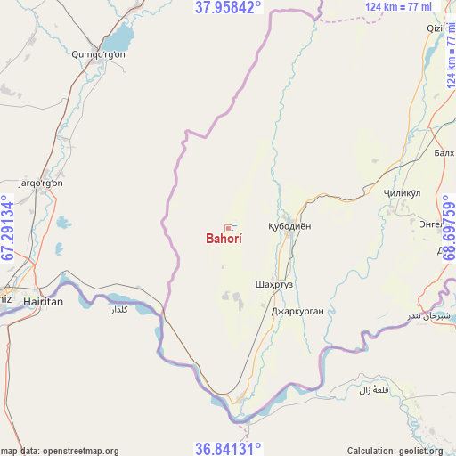 Bahorí on map
