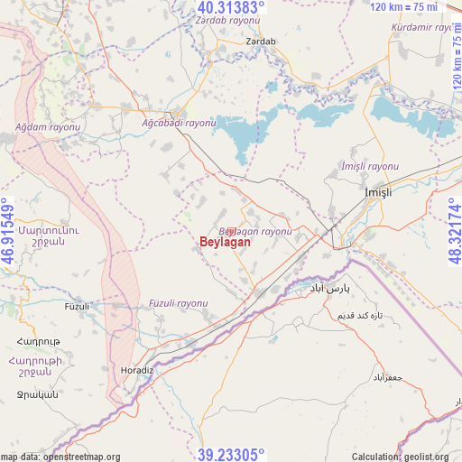 Beylagan on map