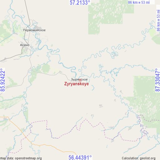 Zyryanskoye on map