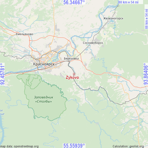 Zykovo on map