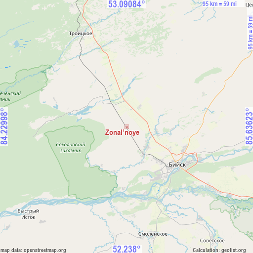 Zonal’noye on map