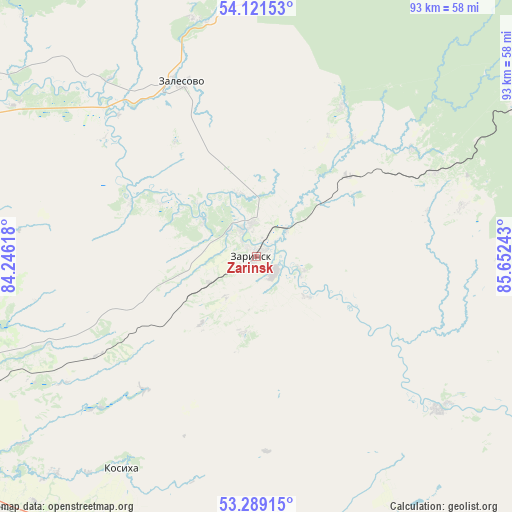 Zarinsk on map