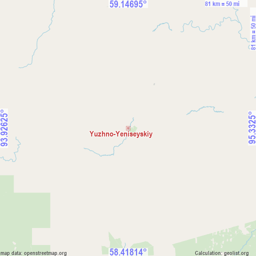 Yuzhno-Yeniseyskiy on map