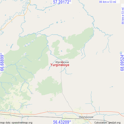 Yurginskoye on map