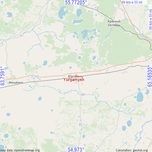 Yurgamysh on map