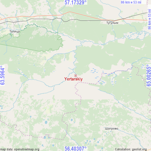 Yertarskiy on map