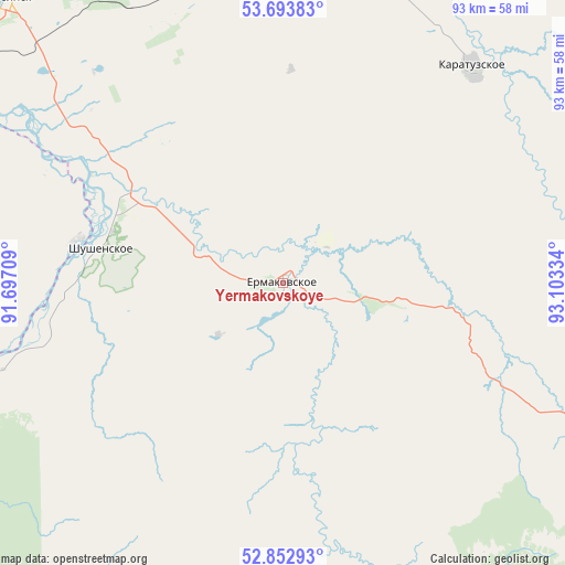 Yermakovskoye on map