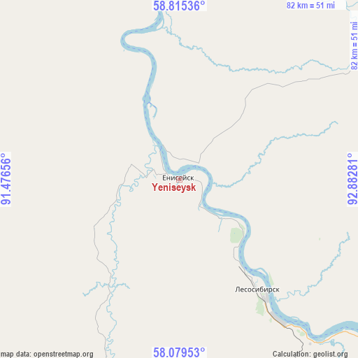 Yeniseysk on map