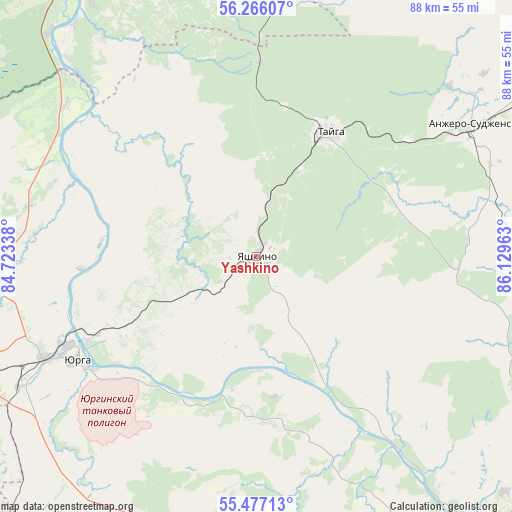 Yashkino on map