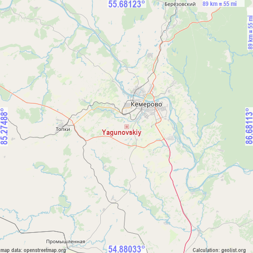 Yagunovskiy on map