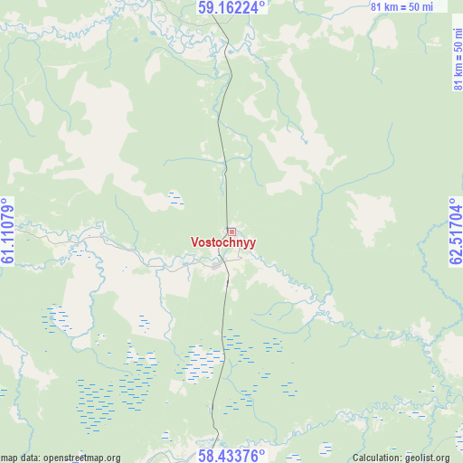 Vostochnyy on map