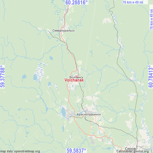 Volchansk on map