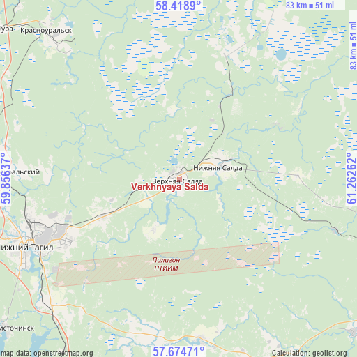 Verkhnyaya Salda on map