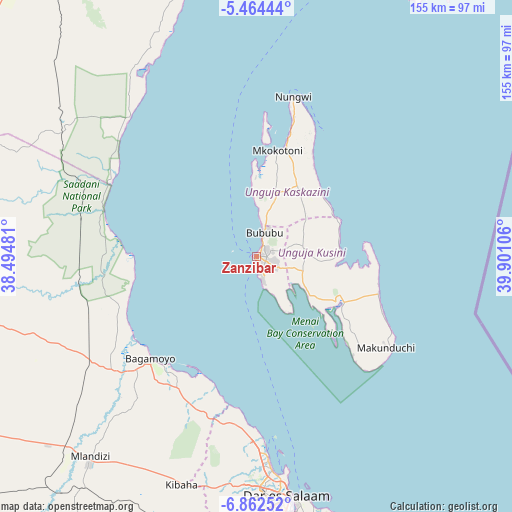 Zanzibar on map