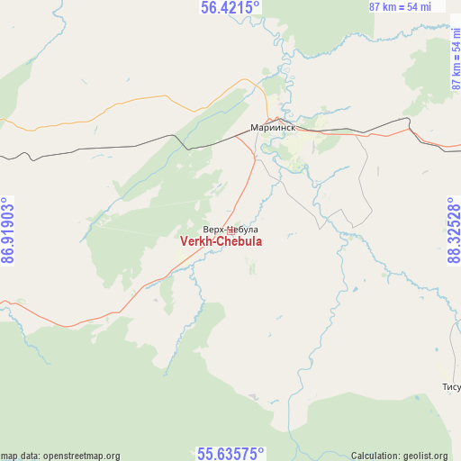 Verkh-Chebula on map
