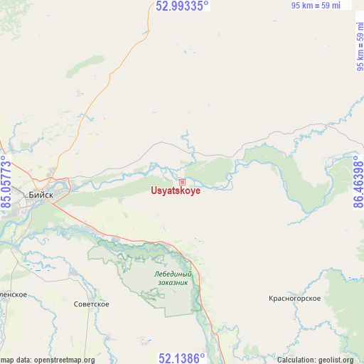 Usyatskoye on map