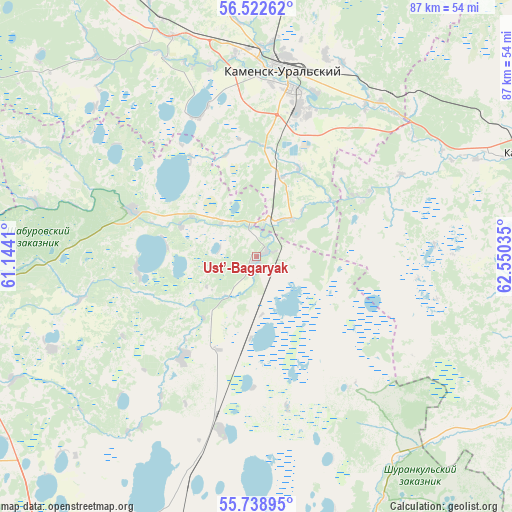 Ust’-Bagaryak on map