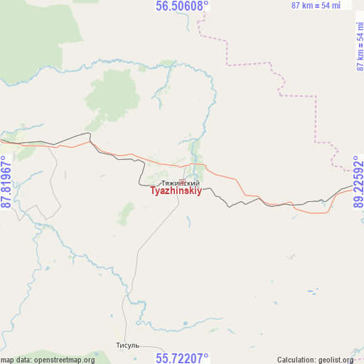 Tyazhinskiy on map