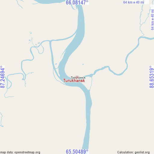 Turukhansk on map