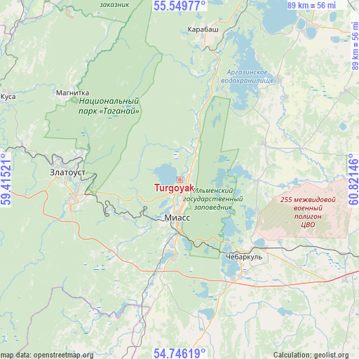 Turgoyak on map