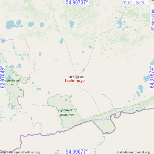 Tselinnoye on map