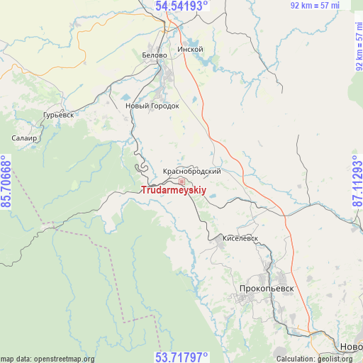 Trudarmeyskiy on map
