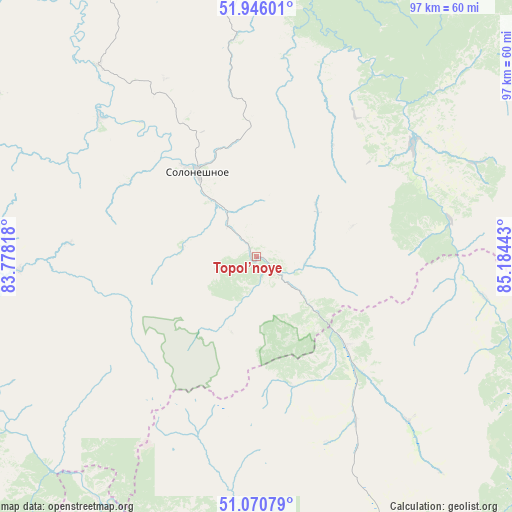 Topol’noye on map