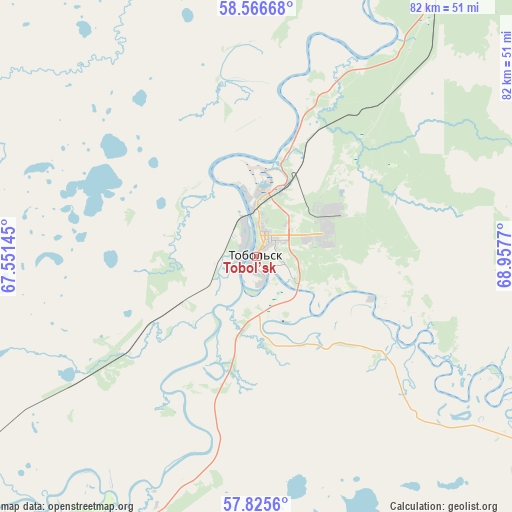 Tobol’sk on map