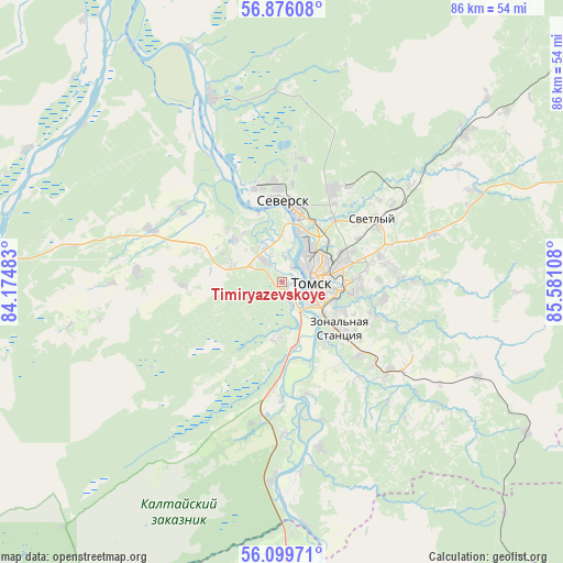 Timiryazevskoye on map