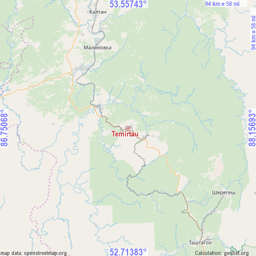 Temirtau on map