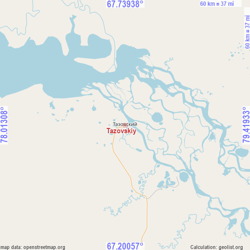 Tazovskiy on map