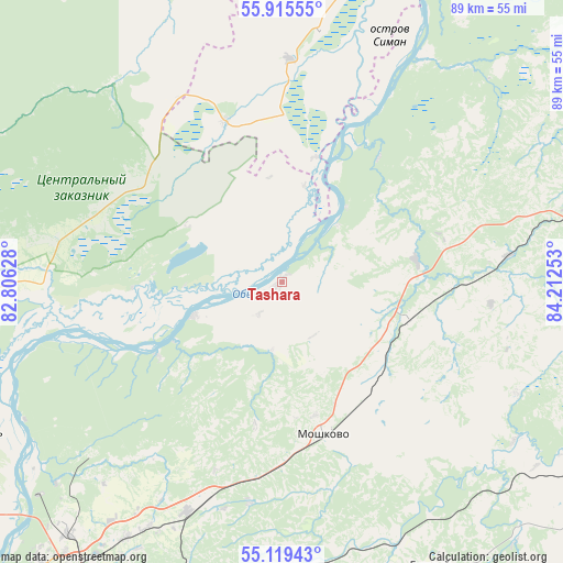 Tashara on map