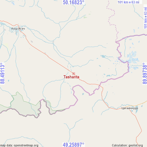 Tashanta on map