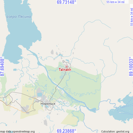 Talnakh on map