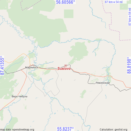 Suslovo on map