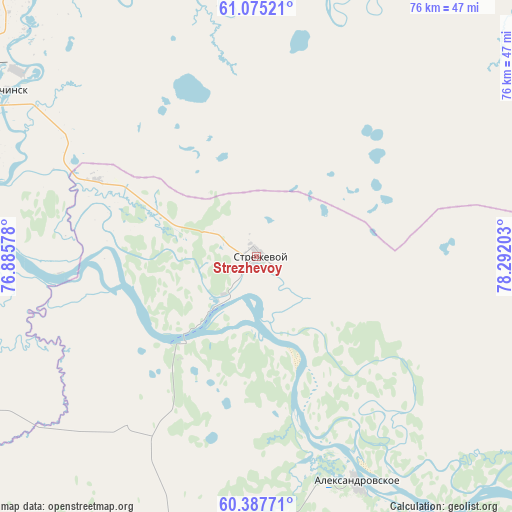 Strezhevoy on map