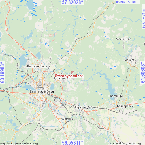 Staropyshminsk on map