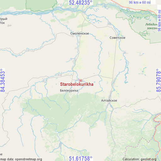 Starobelokurikha on map