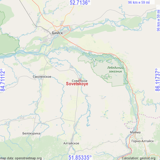 Sovetskoye on map